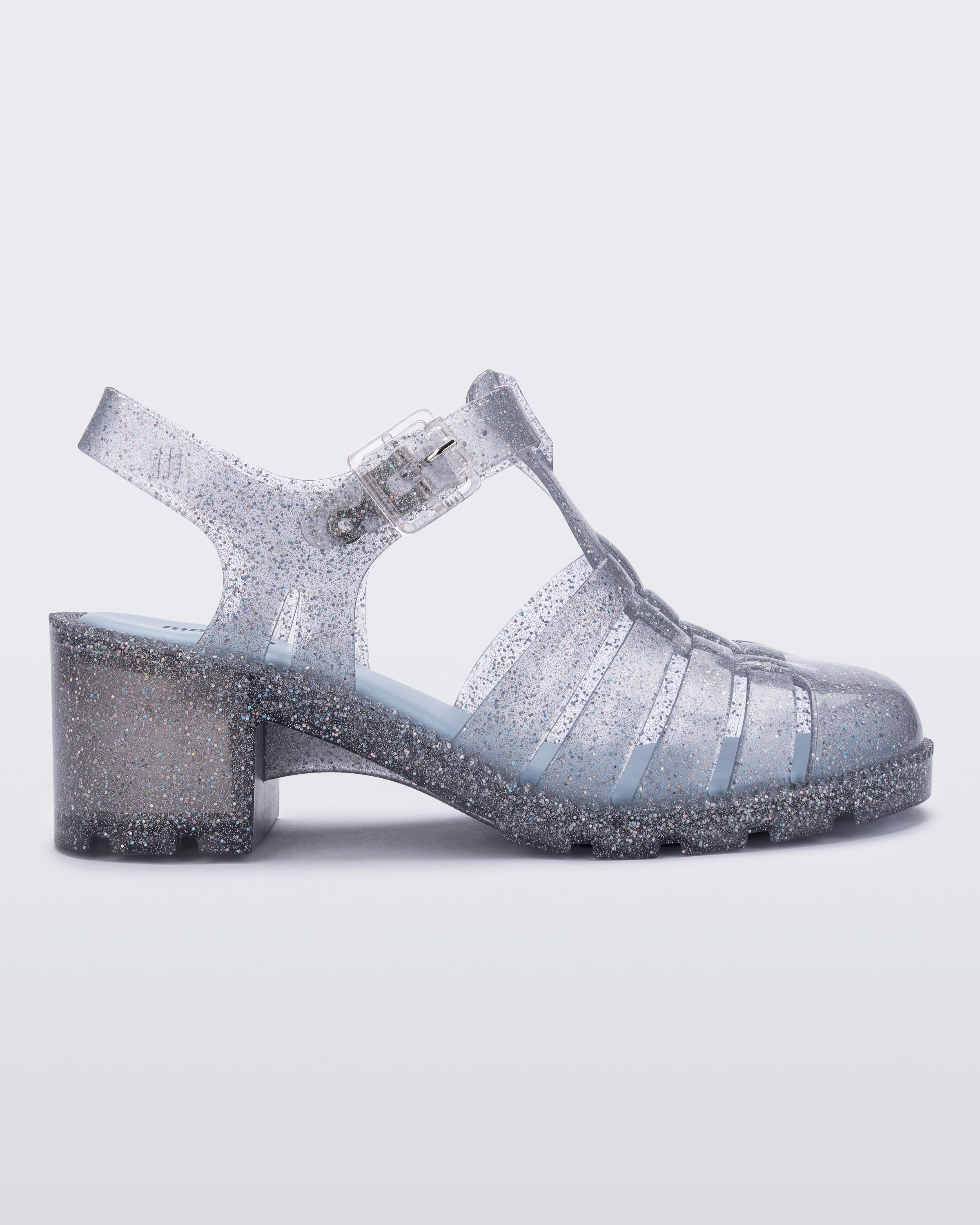 Clear glitter hot sale jelly shoes