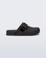 Side view of a black kids Cozy Clog