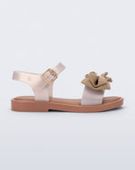 Side view of a  pearly beige Mar Sweet kids sandal