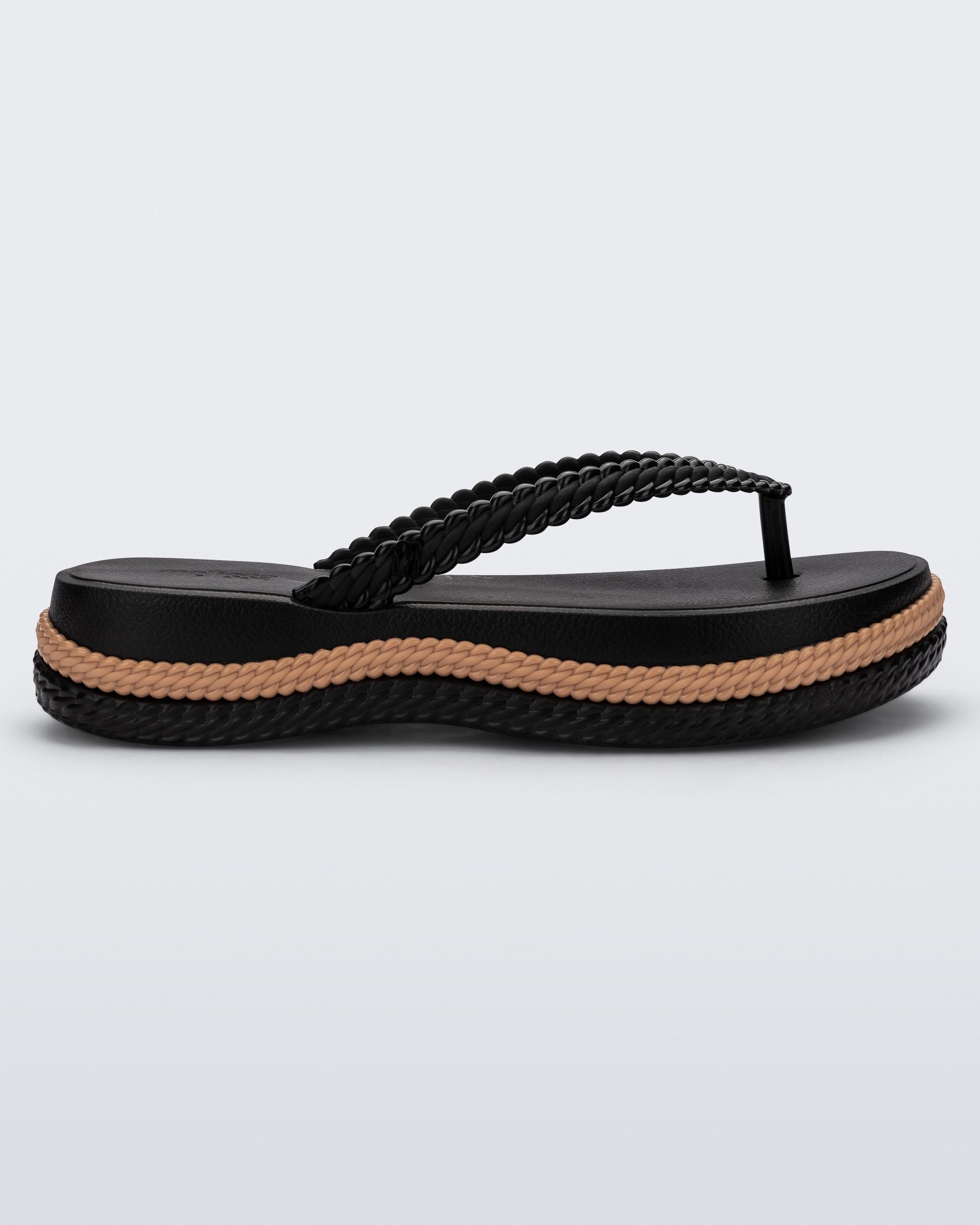 Rockstud Calfskin Flat Flip-flop Sandal for Woman in Black | Valentino US