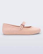 Side view of a pink Soft Ballerina Velvet flat.