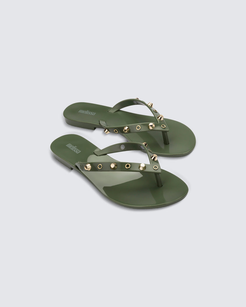 Harmonic Studs Flip Flop in Green Melissa Shoes