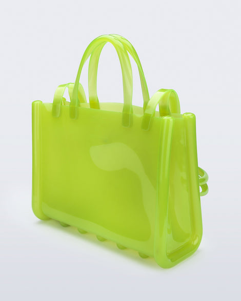 Back view of the green Medium Jelly Shopper x Telfar bag