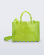 Front view of the green Medium Jelly Shopper x Telfar bag