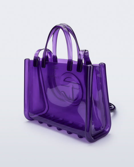 Back view of the purple Medium Jelly Shopper x Telfar bag