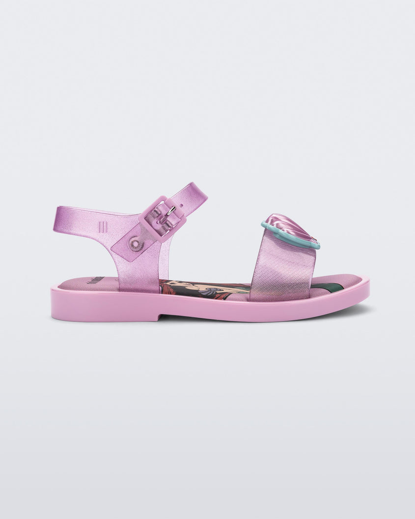 Mar Sandal Princess in Glitter Pink for Kids Mini Melissa Shoes