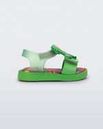 Side view of a green Jump + Peppa Pig baby sandal