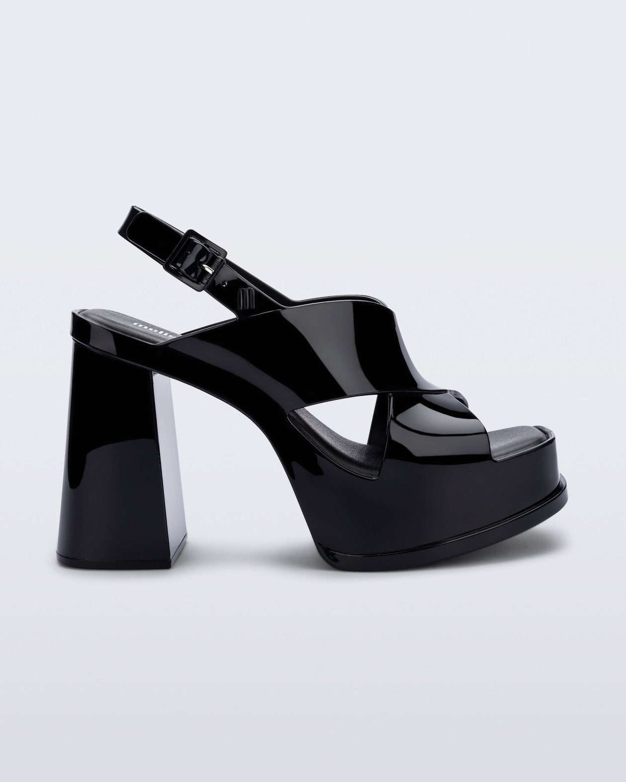 Side view of a black Dance Heel platform