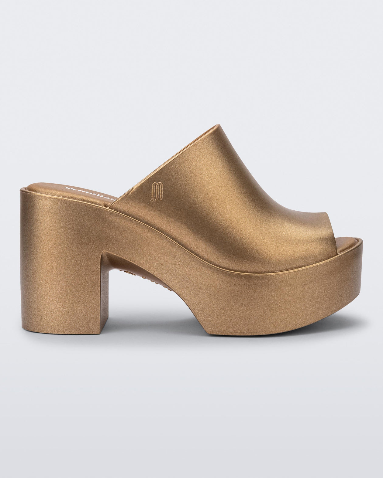 Side view of a gold Mule Hype Platform