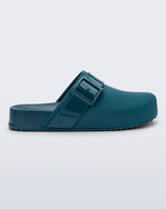 Side view of an adult blue Cozy Clog.