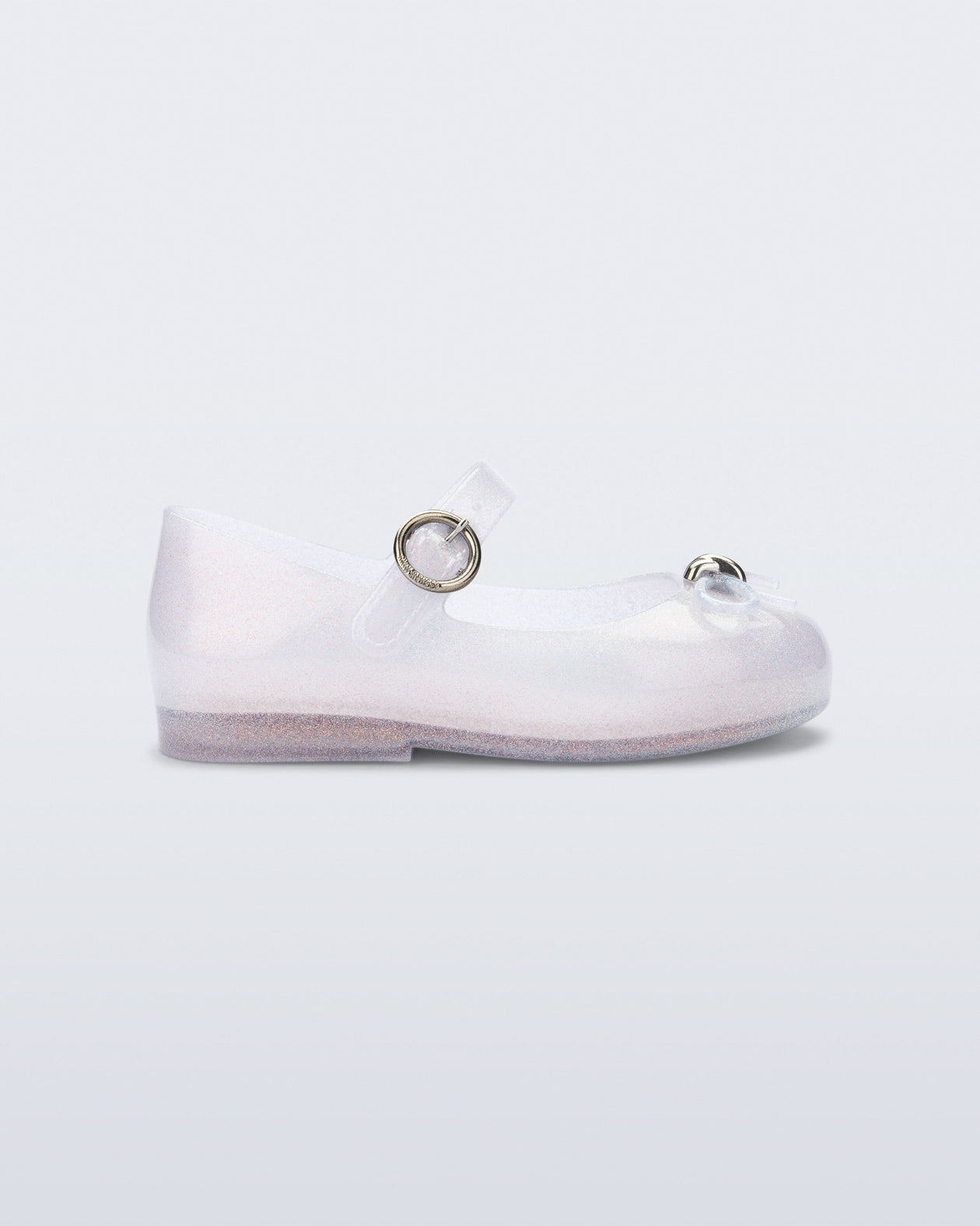 Side view of a pearly clear baby Sweet Love flat