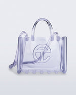 Front view of the clear Medium Jelly Shopper x Telfar bag