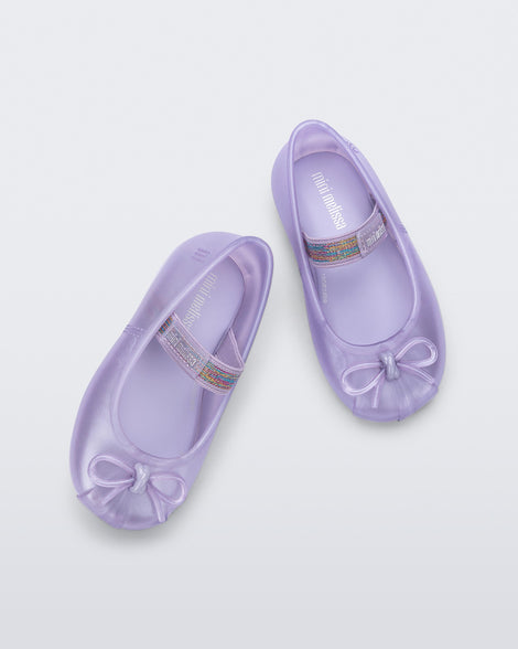 Top view of a pair of lilac baby Sophie flats