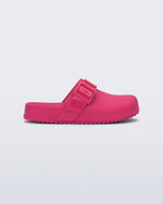 Side view of a pink kids Cozy Clog