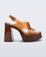 Side view of a brown Dance Heel platform