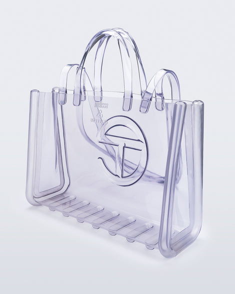 Back view of the clear Large Jelly Shopper x Telfar bag