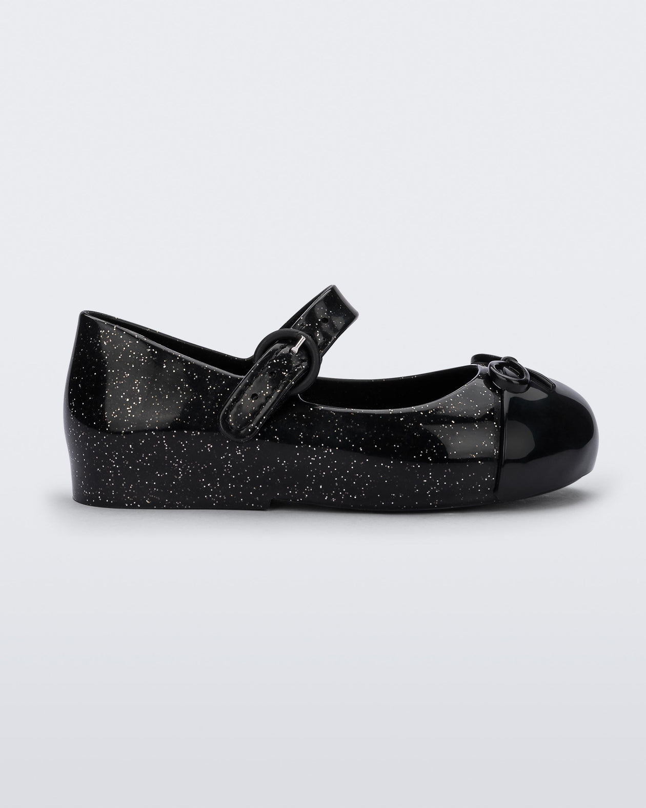 Mini Melissa Sweet Love Cap Toe Black Glitter Silver Product Image 1