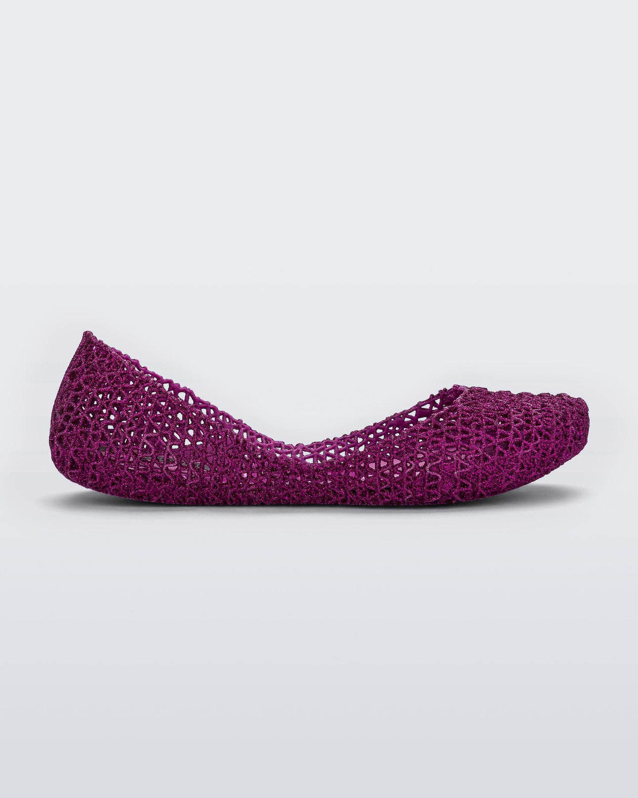 Side view of a purple Melissa Campana ballet flat.