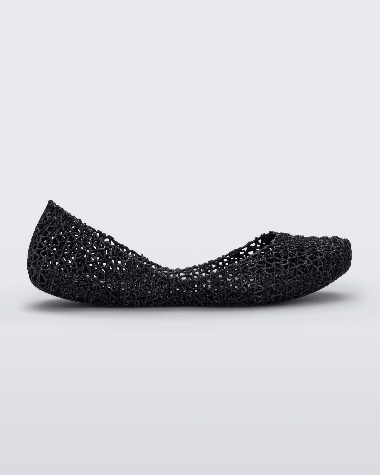 Side view of black Melissa Campana ballet flats.