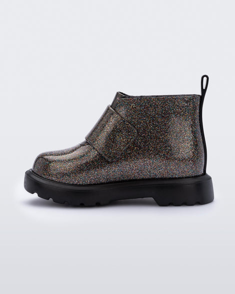 Chelsea Boot in Black Glitter Multicolor for Babies Mini Melissa Shoes